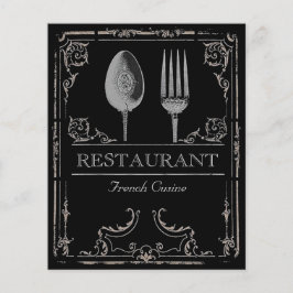 Flyer Cafetería vintage Ornate Silver Spoon Fork
