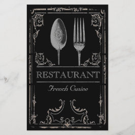 Flyer Cafetería vintage Ornate Silver Spoon Fork