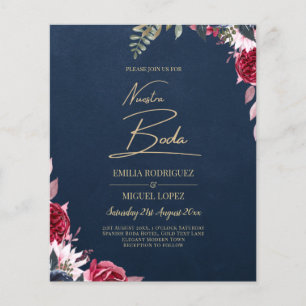 Flyer Caída del invierno de borgoña con flores de Berry
