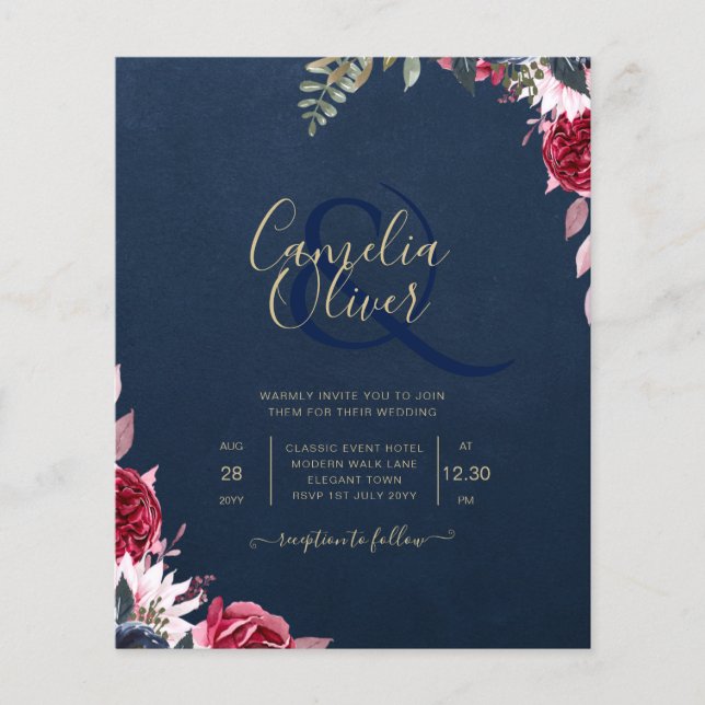 Flyer Caída del invierno de borgoña con flores de Berry  (Frente)