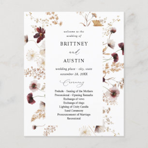 Flyer Caída del presupuesto Flores Florales Boda Ceremon