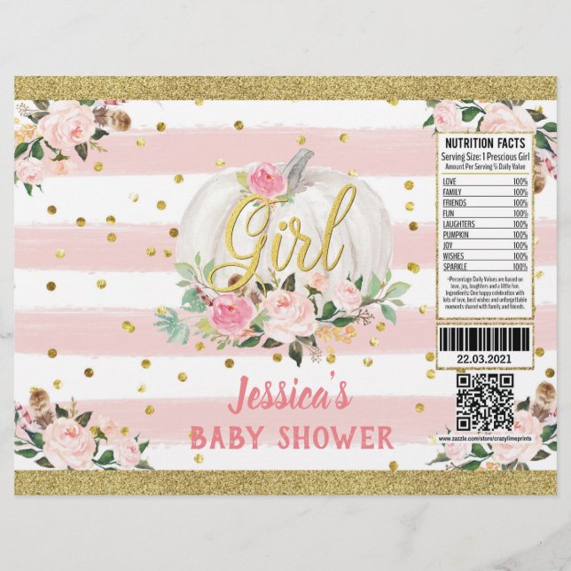 Flyer Calabaza es un Chica Baby Shower chile Wrapper (Frente)