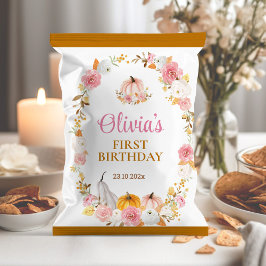 Flyer Calabaza rosa de otoño primera bolsa de cumpleaños