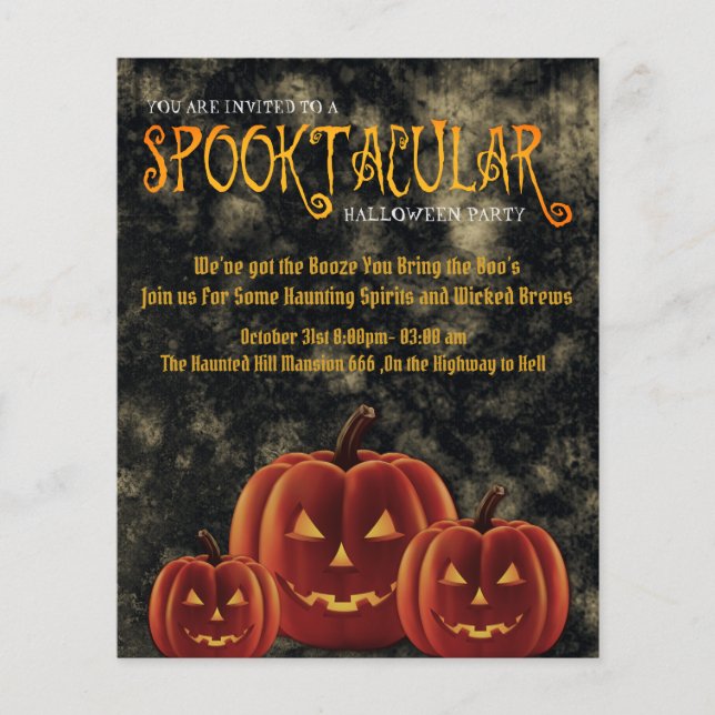 Flyer Calabazas del Partido Halloween Spooktacular (Frente)