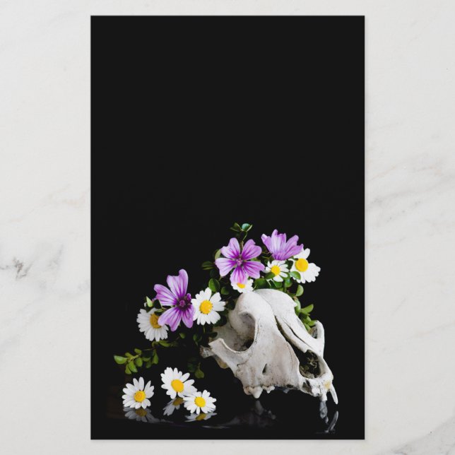 Flyer Calavera animal con una corona de flores silvestre (Frente)