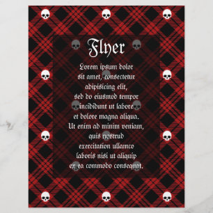 Flyer Calavera gótica Tartán Plaid