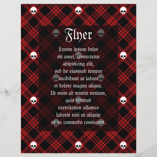 Flyer Calavera gótica Tartán Plaid (Frente)