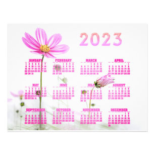 Flyer Calendario de flores silvestres rosas 2023