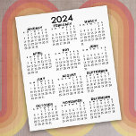 Flyer Calendario de vista de año completo de 2024 - Míni<br><div class="desc">Un calendario básico en blanco y negro. Un aspecto estándar para tu oficina en el hogar o taquilla de la escuela. Un año completo simple a primera vista para usar todo el año.</div>