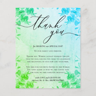 Flyer Caligrafía Eucalyptus presupuesto verde Gracias