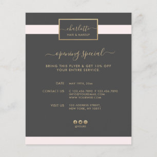 Flyer Caligrafía moderna Elegante dorado Rubor rosa y gr