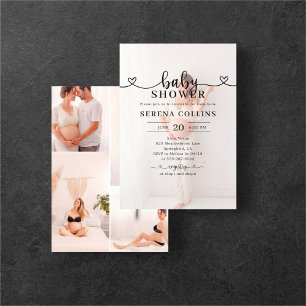 Flyer Calligrafía cardíaca foto ducha de novia