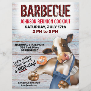Flyer Camarón de asado de vaca de cocina barbacoa