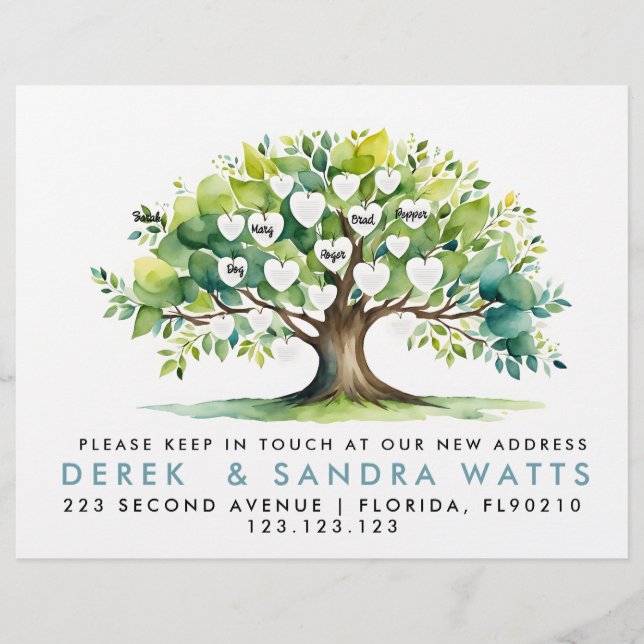 Flyer cambio de dirección, árbol de familia de invitacio (Frente)