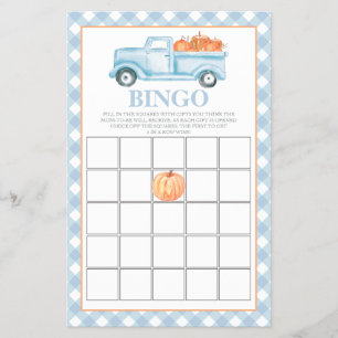 Flyer Camión azul de calabaza Baby Shower Bingo