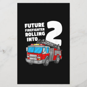 Flyer Camión de bomberos de niños 2º cumpleaños Fuego de