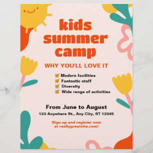 Flyer Campamento de verano infantil editable vintage nar