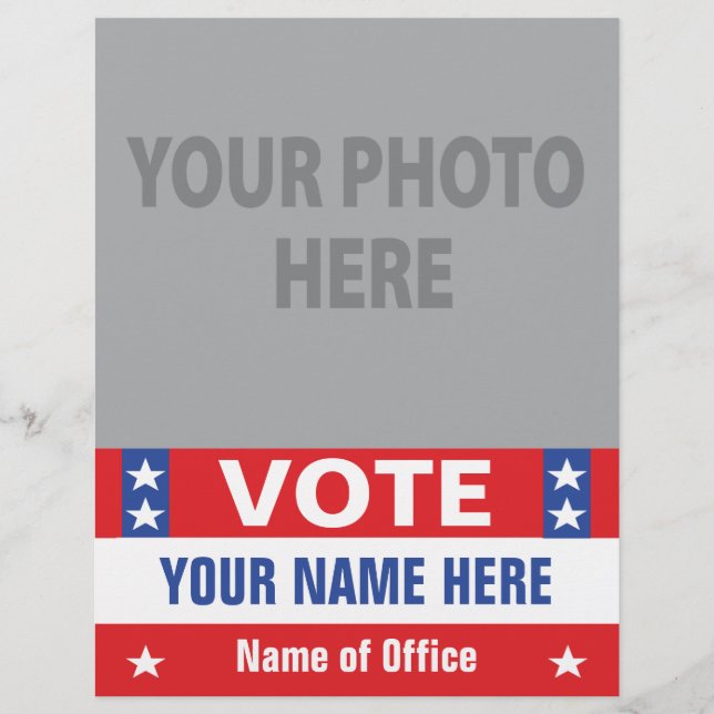 Flyer Campaña de votación estrellas azules rojas (Frente)