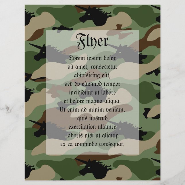 Flyer Camuflaje de Unicornio (Frente)