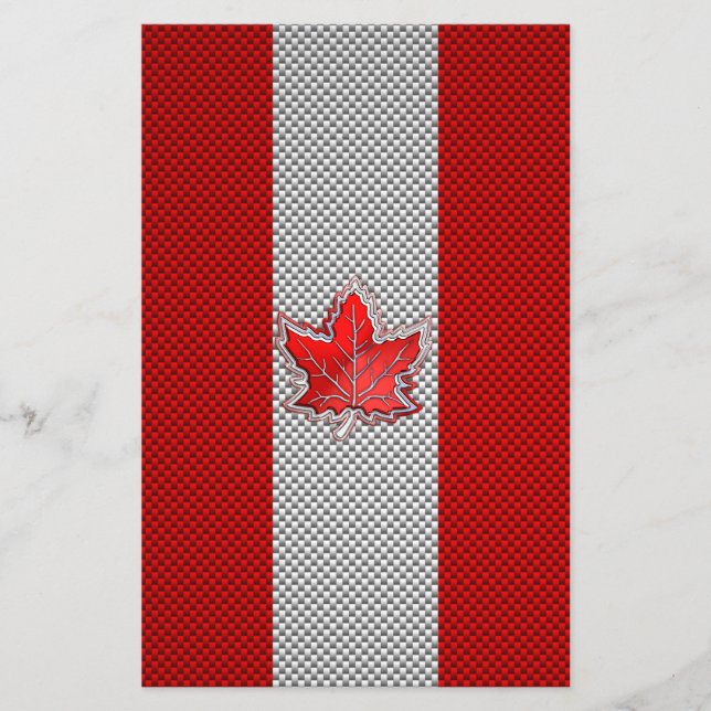 Flyer Canadian Red Maple Leaf on Carbon Fiber Print (Frente)