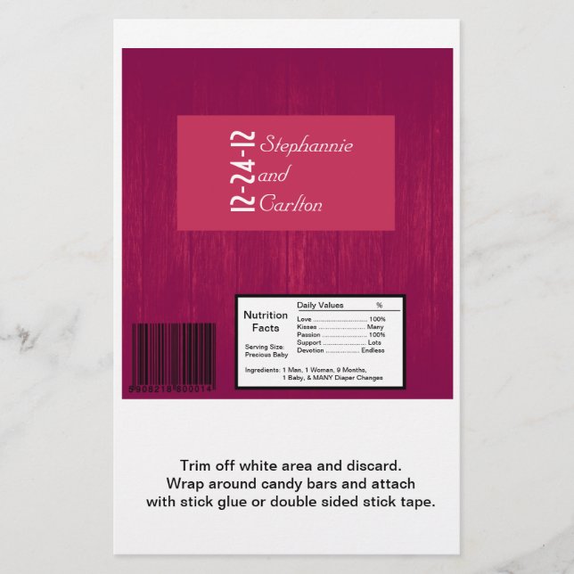Flyer Candre de Boda de grano de madera rosa/rosa (Frente)