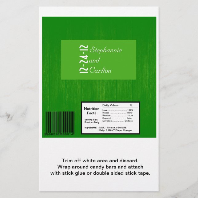 Flyer Candre de Boda de grano de madera verde/verde (Frente)