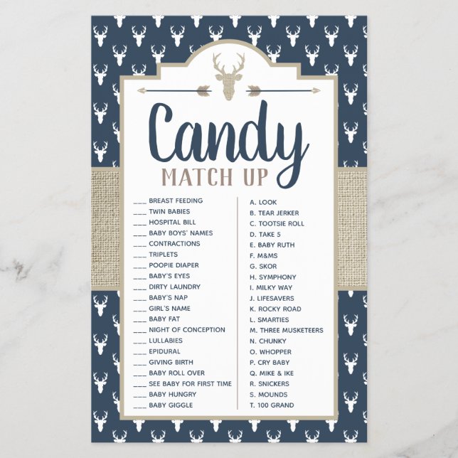Flyer Candy Match Up Game, Baby Shower Game (Frente)