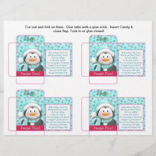 Flyer Candy Packet Penguin Poop divertido con decir