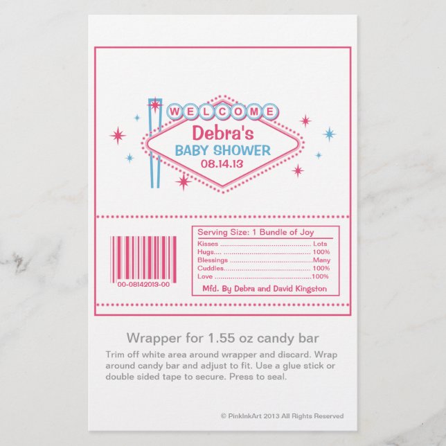 Flyer Candy Wrapper de Baby Shower en Las Vegas (Frente)