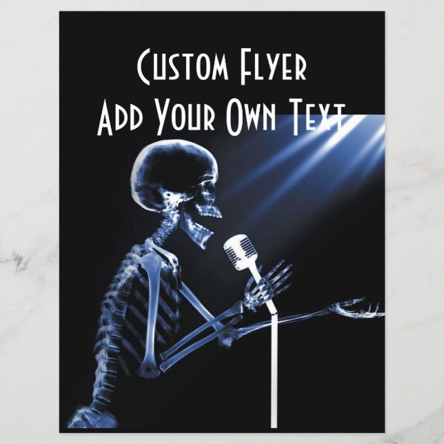 FLYER CANTANDO DE SKELETON DE RAYO X EN RETRO MIC - AZUL (Frente)