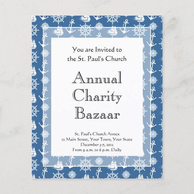 Flyer Capitán Náutico Marinero Azul y Blanco (Atrás)