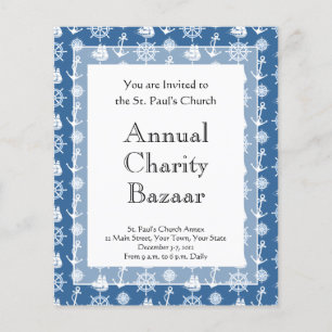 Flyer Capitán Náutico Marinero Azul y Blanco