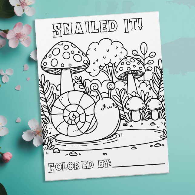 Flyer Caracol y champiñones | Página Color Me (Subido por el creador)