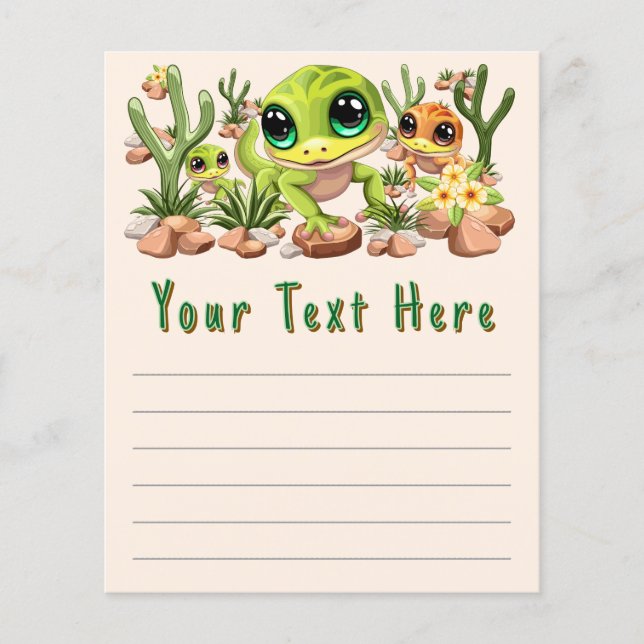 Flyer Caracteres de dibujos animados de Baby Geckos Cute (Frente)