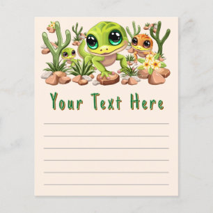 Flyer Caracteres de dibujos animados de Baby Geckos Cute