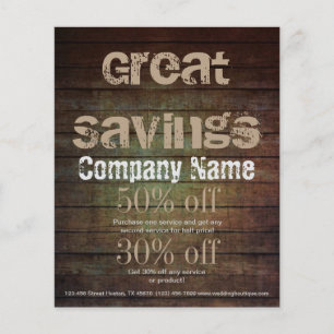 Flyer carpintero construcción manitas estampado en mader