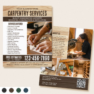 Flyer Carpintero de madera Handyman Rustic Brown