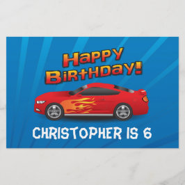 Flyer Carro rojo caliente con fiesta de cumpleaños de Fl