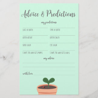 Flyer Cartel de consejos y predicciones para baby shower