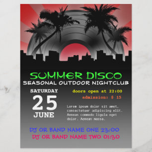 Flyer cartel de disco de verano