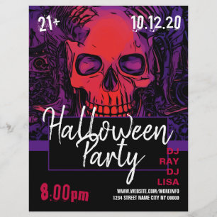Flyer Cartel de evento de fiesta de Halloween de cráneo