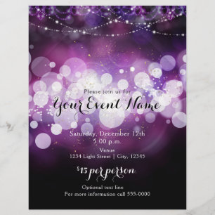Flyer Cartel de Evento de Fiesta Glam con Luces Brillant