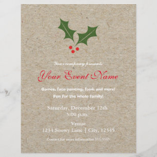 Flyer Cartel de evento de Navidad de fiesta de Bayas de 