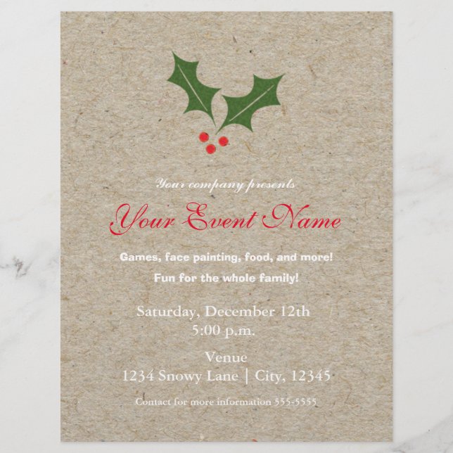 Flyer Cartel de evento de Navidad de fiesta de Bayas de  (Frente)