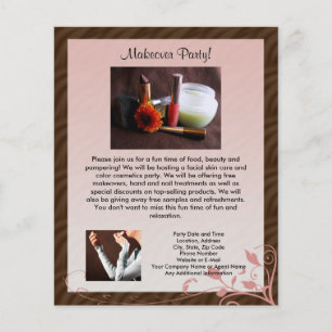 Flyer Cartel de fiesta de cosméticos de remolino rosa pe