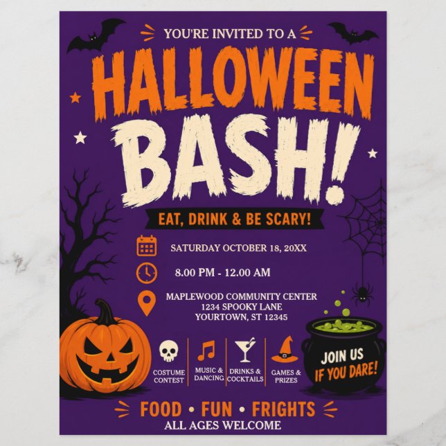 Flyer Cartel de Fiesta de Halloween (Frente)