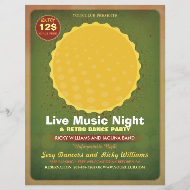 Flyer Cartel de Fiesta de Música Retro Con Marco de Foto (Frente)