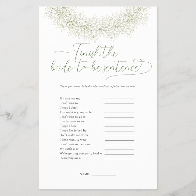 Flyer Cartel de Juego de Lluvia de Regalos de Boda: Comp (Frente)