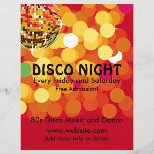 Flyer Cartel de Música de Noche de Disco 2