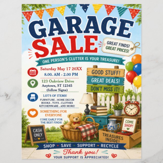 Flyer Cartel de Venta de Garage (Frente)